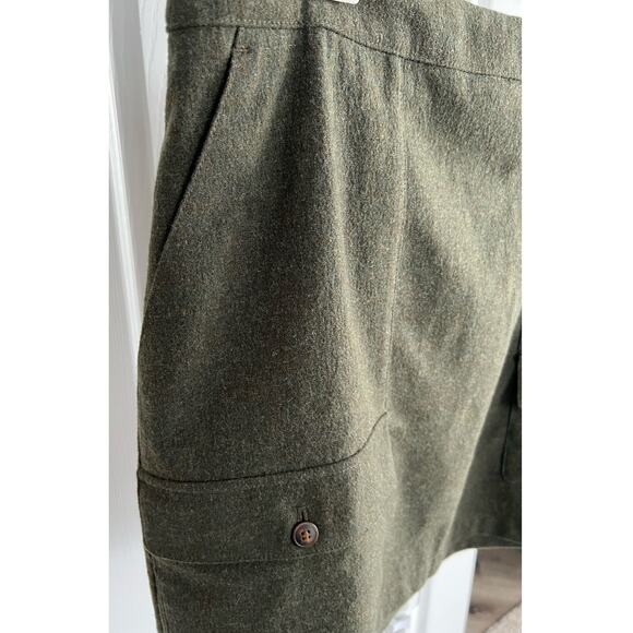 Madewell Wool Skirt Cargo Pockets Fully Lined Khaki/Army Green Size 16 - Picture 3 of 7